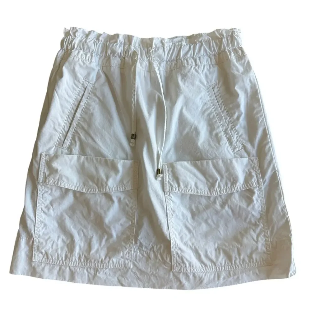 Anthropologie White Cargo Utility Mini Skirt Women Size 4 Cotton